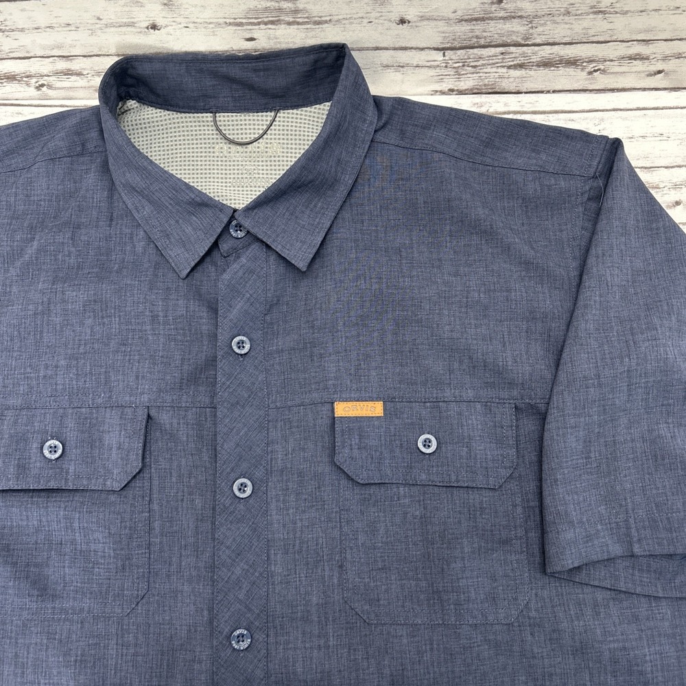 Orvis Blue Button-Down Short Sleeve Shirt Mens XL Classic Collection Lightweight